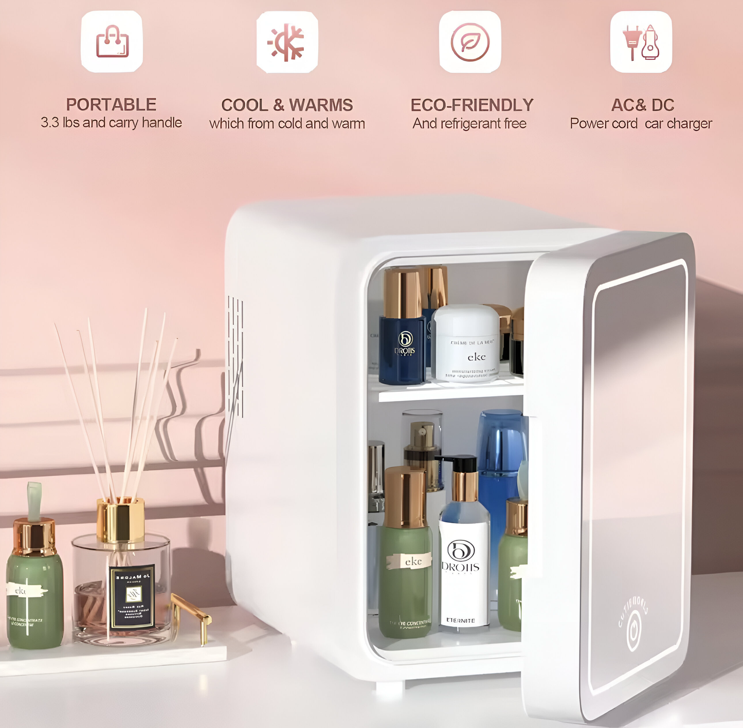 ChillGlow™ - Mini Beauty Fridge with Mirror