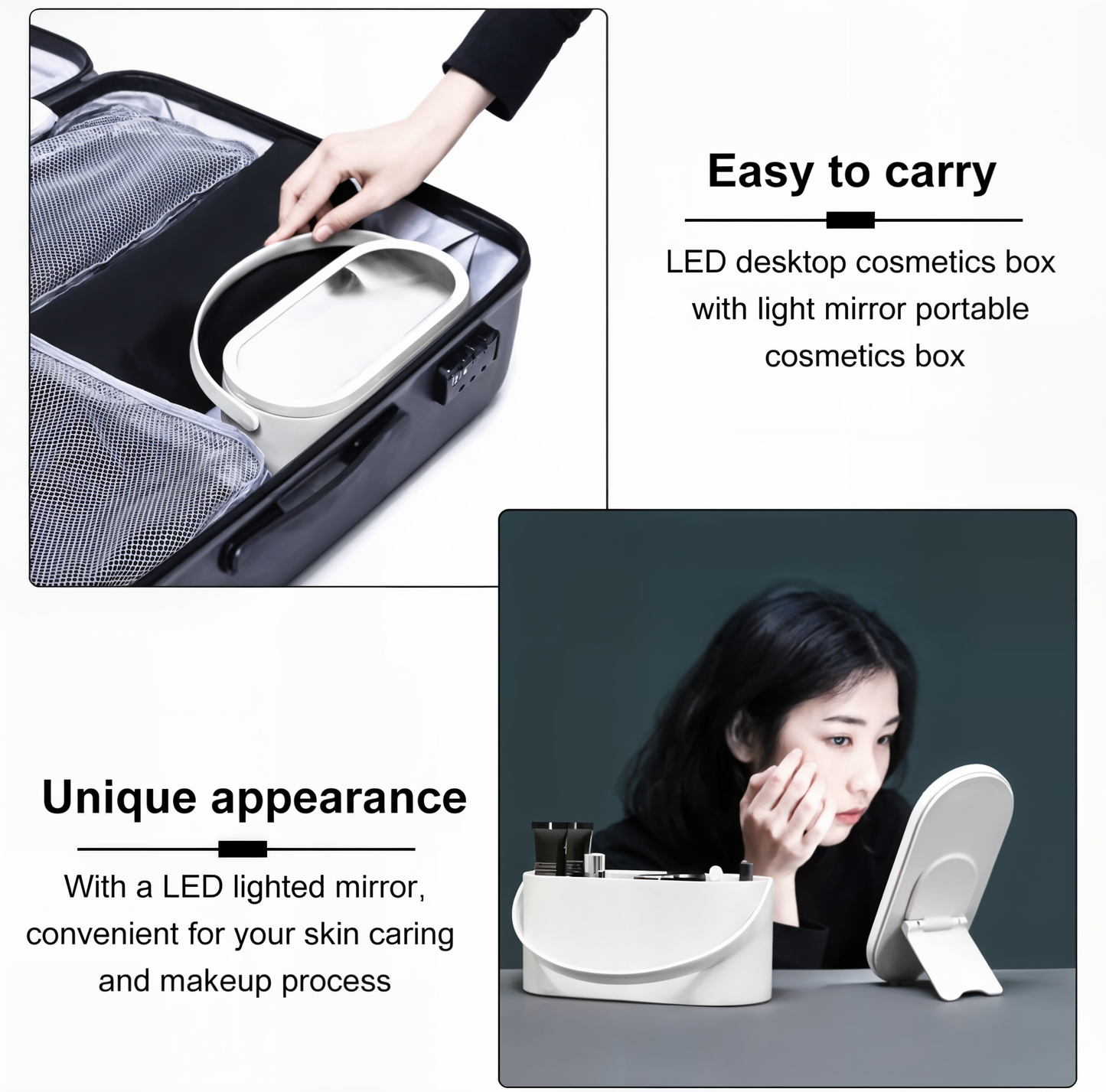 GlowBox™ - LED Storage Box with Makeup Mirror