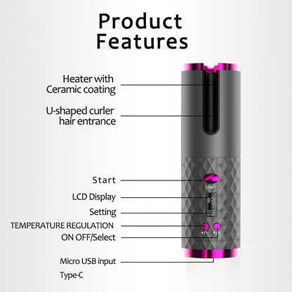 CurlMate™ - Rechargeable Automatic Hair Curler