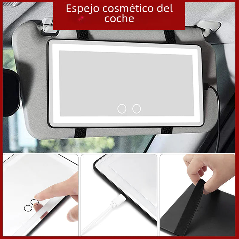 LED Makeup Mirror for Car with Sunshade Hook